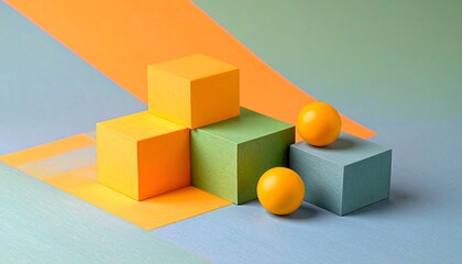 Fototapeta premium Geometric Composition with Cubes and Spheres