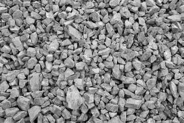Black and White Rough Crushed Stone Gravel Texture