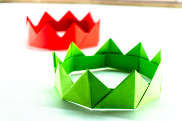 Paper crown made of paper. Origami.