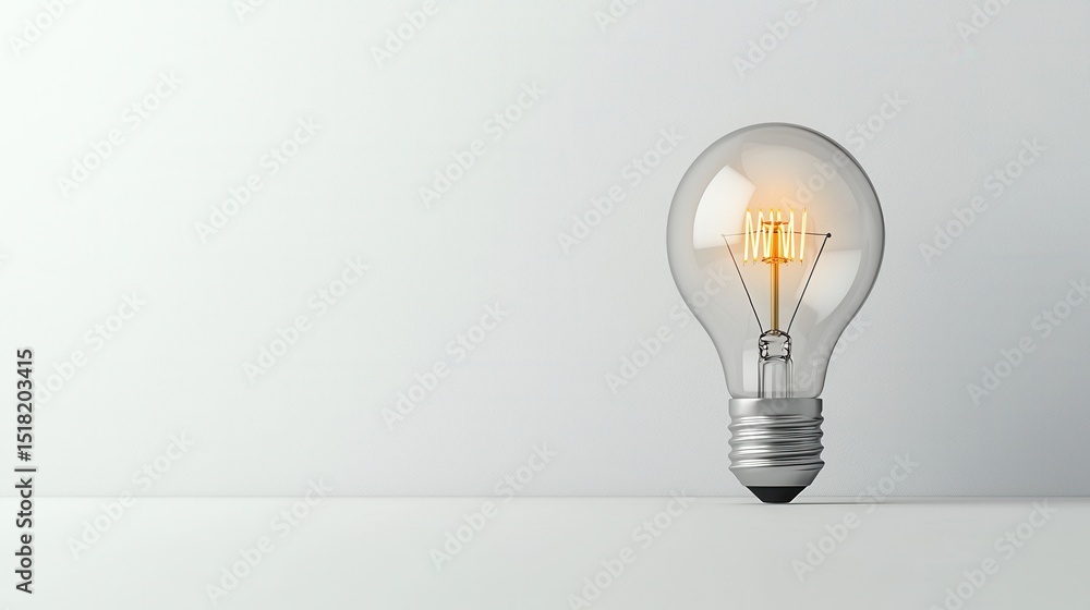 Poster a visually 3d visualization of a classic incandescent light bulb against a simple neutral background