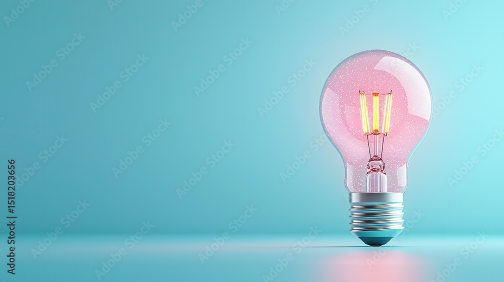 Aufkleber mesmerizing 3d render of a glowing filament light bulb against a tranquil blue background showcasing