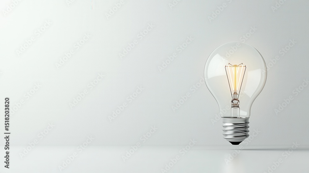 Poster a close up minimalist view of a single incandescent lightbulb with a soft warm glow emanating from t