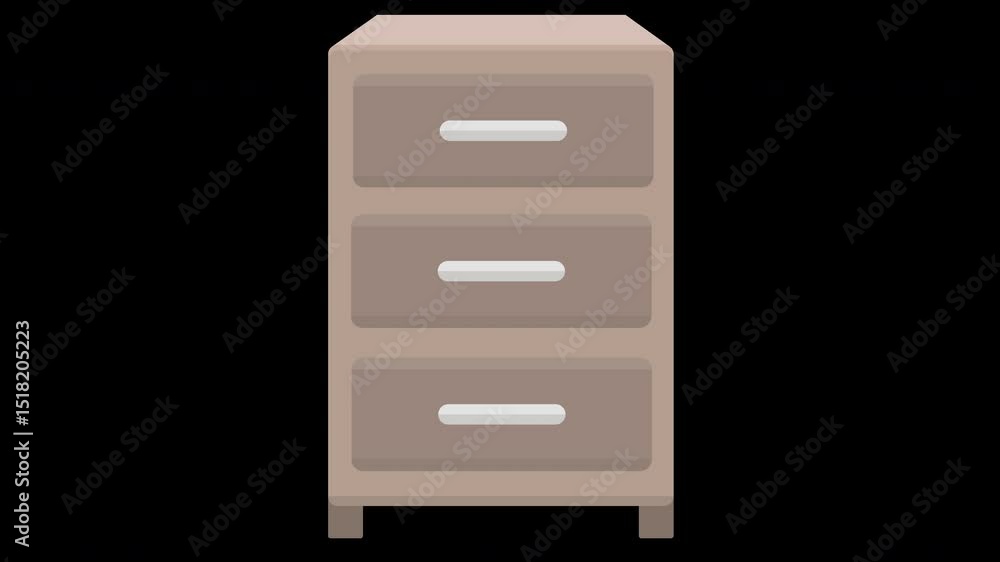 Poster modern minimalist file cabinet animation on a transparent background office setup