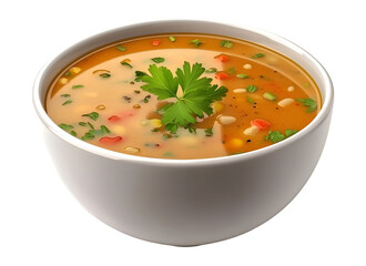 A bowl of soup isolated on white background