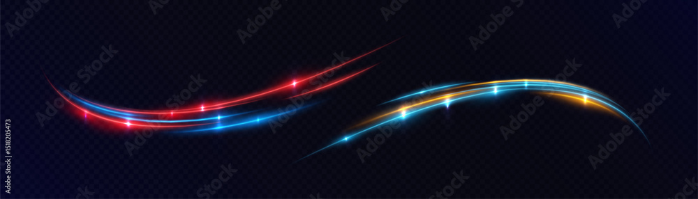 Poster colorful neon arcs cross the space, simulating fast maneuvers and pulsating energy. suitable for fut