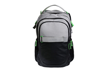 Gray textile backpack isolated on white background