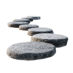 Stepping stones create serene pathway, perfect for enhancing Japanese garden or outdoor space. Their smooth, rounded surfaces invite tranquility and harmony in nature