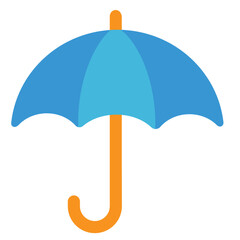 Blue Umbrella with Orange Handle Icon