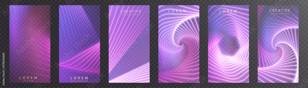 Poster Energetic light stripes twist into waves and spirals, creating dynamic backgrounds with a digital atmosphere. Ideal for motion design, app UI, stories and modern tech themes.