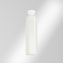 elegant cosmetic plastic bottle mockup, tall cylindrical packaging with flat flip cap, modern liquid skincare container, personal care product packaging, translucent plastic sqeeze bottle mockup