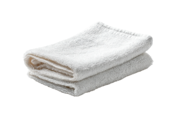 PNG Folded white towel on black background - soft cotton texture