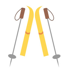 Skis and Poles Illustration