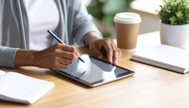 businessman working on digital tablet