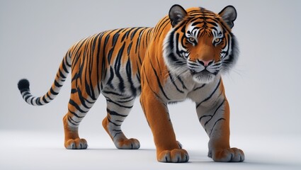 Fototapeta premium White Bengal tiger standing in studio with striking stripes and majestic presence