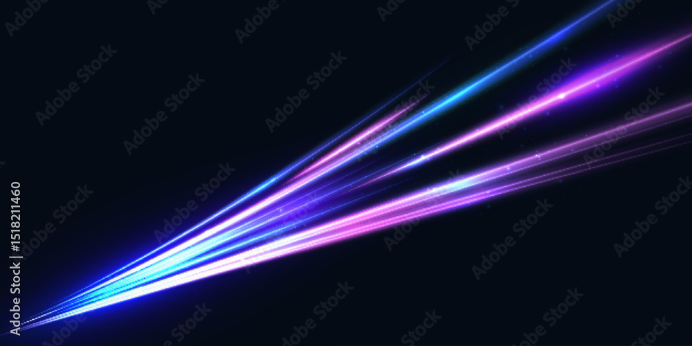 Aufkleber Abstract light flow of motion dynamics in bright colorful colors. For visual effects on the topic of speed and high-tech interfaces.