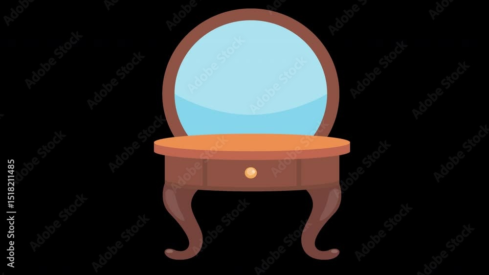 Poster Vanity Table Animation: Animated Dressing Table for Beauty and Reflection on a Transparent Background