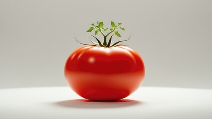 Single fresh tomato isolate with clipping path and macro detail