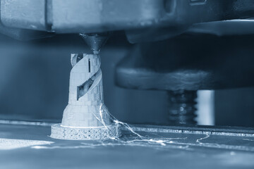 Close up scene the core shape part made by direct metal laser sintering method.