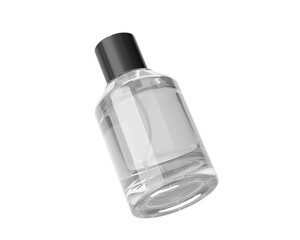 Blank Empty Clear White Perfume Glass Bottle, Spray Bottle Isolated On Transparent Background, Prepared For Mockup, 3D Render.
