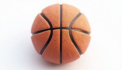 Dynamic basketball equipment close-up, capturing the textured details on white backdrop