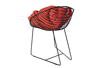 Lystok Lounge Wire Armchair with Red Cushion 3D Model