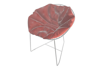 Lystok Lounge Wire Armchair with Red Cushion 3D Model