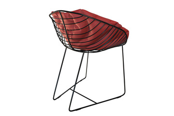 Lystok Lounge Wire Armchair with Red Cushion 3D Model