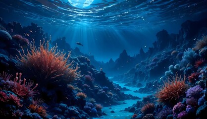 underwater scene with coral reef