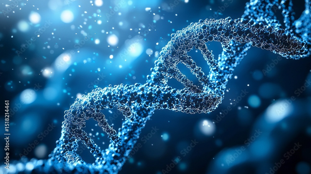 Poster a close-up view reveals the complex structure of dna, showcasing its double helix form. the vibrant 