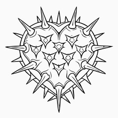 Spiky Heart Tattoo Design: Line Art, Black Ink