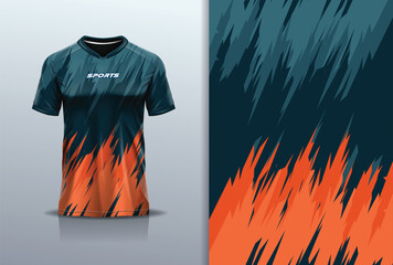 T-shirt mockup abstract texture grunge texture sport jersey design for football, soccer, racing, esports, running, orange gray color