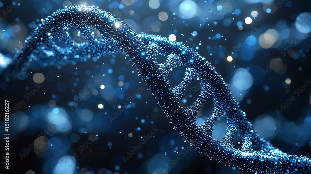 Aufkleber a detailed representation of a blue double helix dna strand shines against a dazzling backdrop of sp