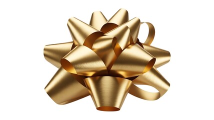 Elegant gold gift bow isolated on white background
