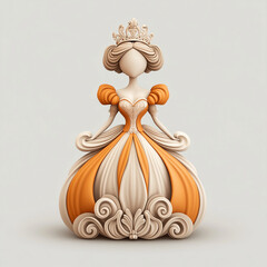 Decorative figurine of a princess in an elegant orange dress  