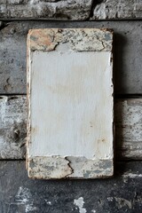 Aged, painted wooden panel with distressed edges.