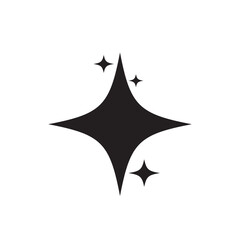 Obraz premium Four pointed star graphic, black shape, minimalist design on white background