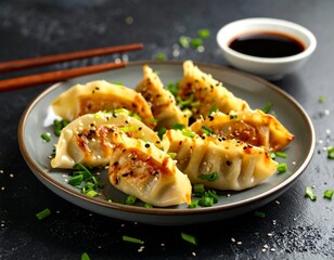 vegan gyoza dumplings from Korea, AI generated