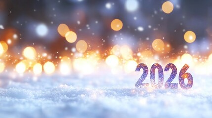 Celebration of the upcoming year 2026 in a winter wonderland setting