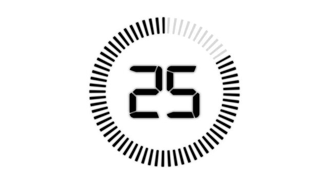 Minimal countdown timer animation from 30 to 0 seconds. Modern flat design with animation. High quality 4K video.