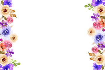 Watercolor flowers background vector for design.