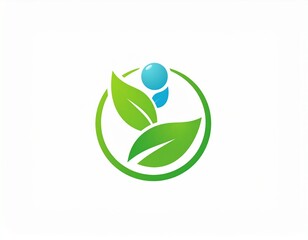 Eco-Friendly Logo Design Green Leaves and Blue Droplet Symbol for Nature-Inspired Brands