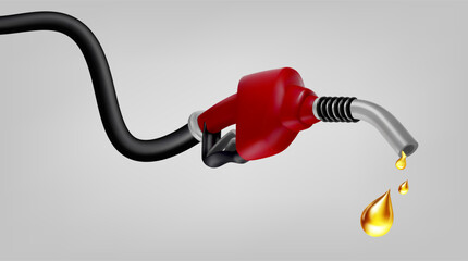 Realistic Detailed 3d Fuel Nozzle with Drop Symbol of Petrol or Gasoline Station. Vector illustration of Filling