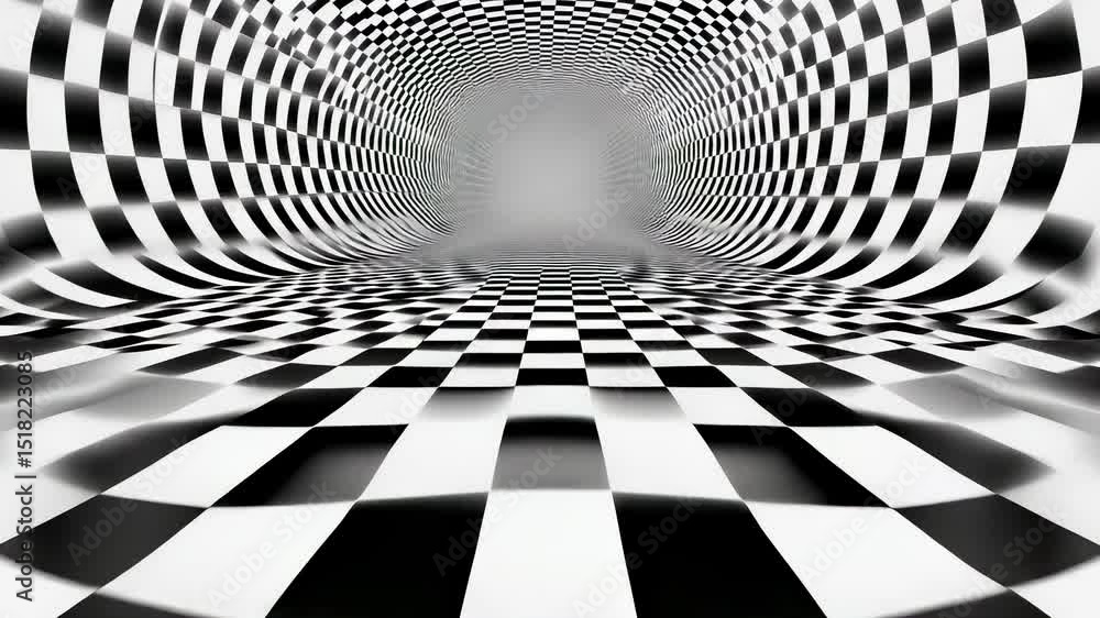 Poster abstract checkerboard tunnel illusion background for creative visual projects