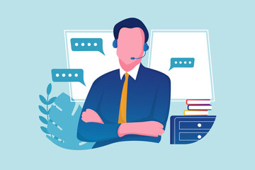 Customer Service Support Agent Illustration