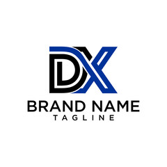 letter at monogram DX style line art modern logo	