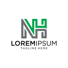 letter at monogram NH style line art modern logo	