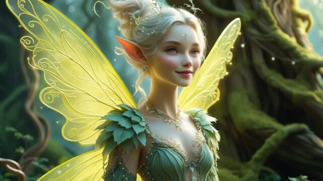 Fantasy fairy creature, ethereal whimsical phoenix, magical wings, surreal mystical animal, enchanted forest spirit  hd video download