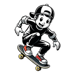 Fototapeta premium Fancy Skater Boy Vector Urban Street Style Skateboarding Clipart, illustration Design
