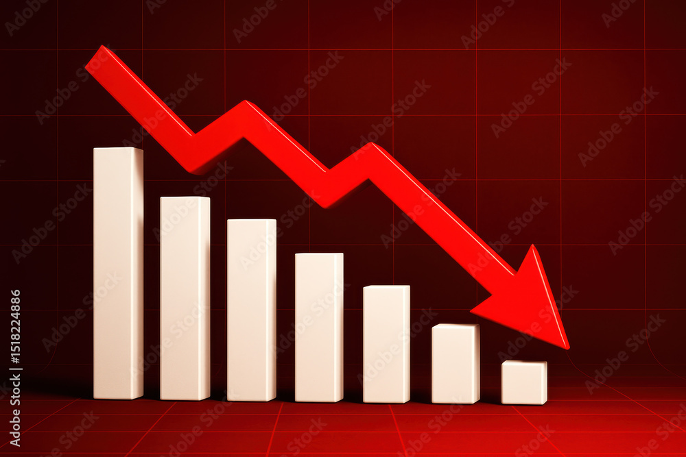 Poster a descending trend in the chart highlights declining performance and shrinking revenue illustrating 