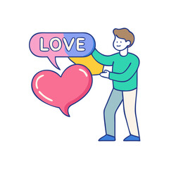 Cartoon illustration of a businessman with a heart symbol, depicting love and health in business